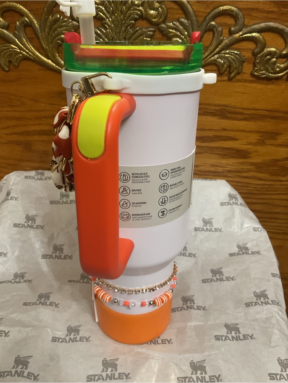 Stanley White Colorway 40oz Quencher H2.0 Tumbler with Decorative accessories - Picture 7 of 9